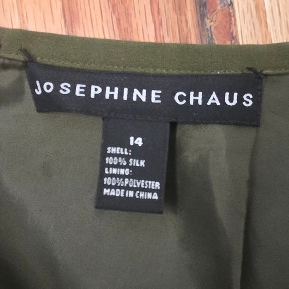 Josephine Chaus Silk Pencil Skirt Women's 14 Olive Green Lined Career Midi - Picture 4 of 11